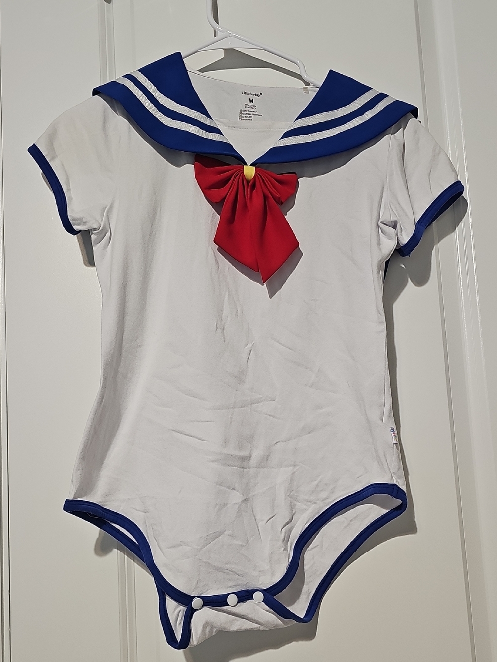 Little For Big Sailor Moon Costume Cosplay Adult Bodysuit Size M white Blue Red